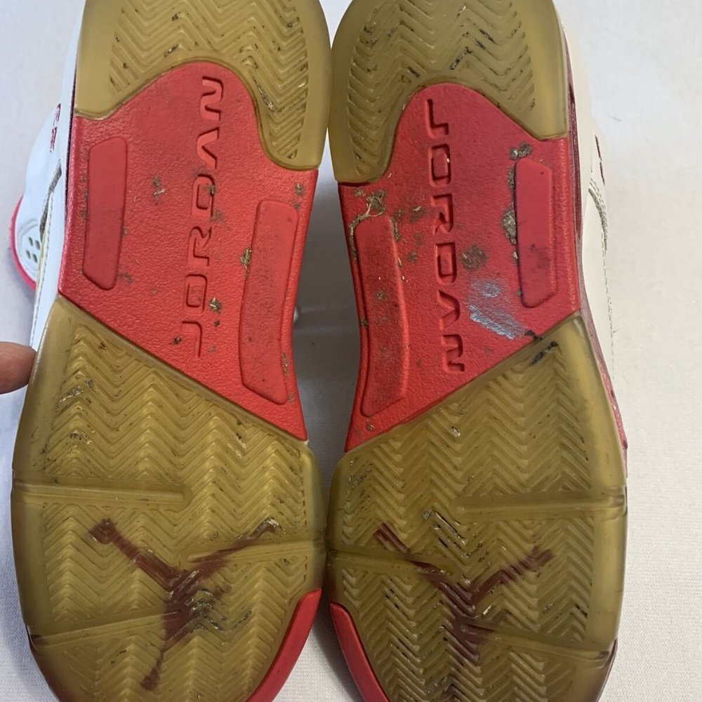 Nike 440892-101 Air Jordan 5 Retro Red Leather 7Y - Picture 3 of 9